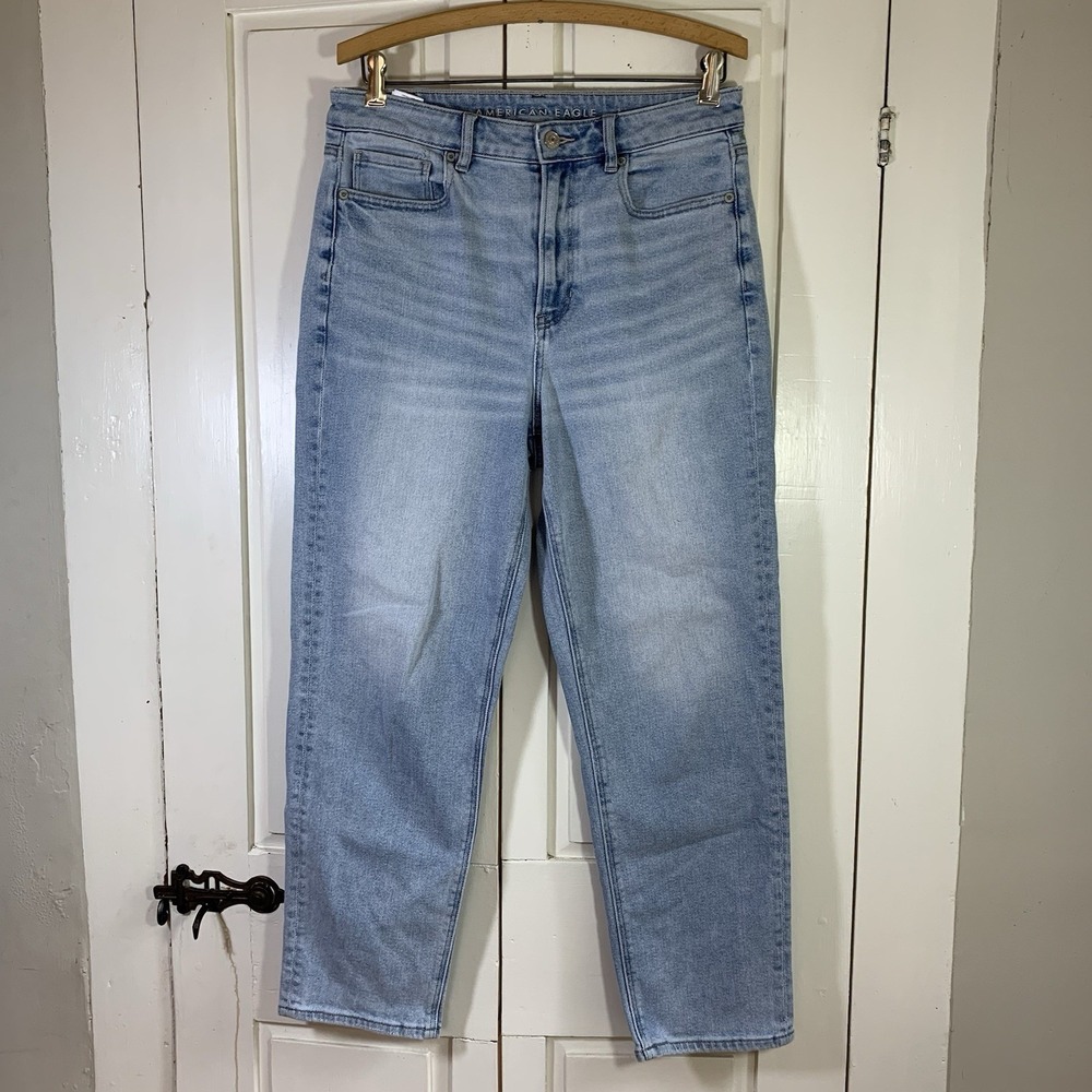 American Eagle Mom Straight Jeans Womens 10 DIY Floral Embroidery Basic Normcore